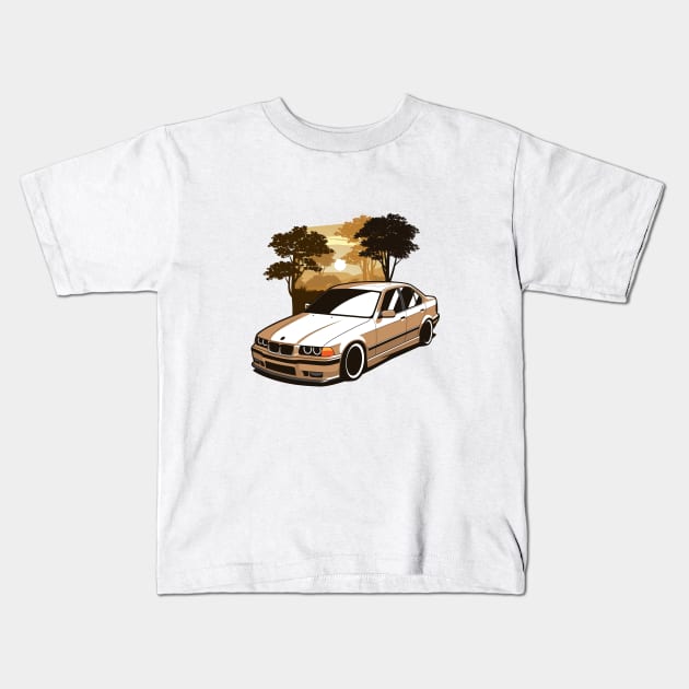 Brown E36 Saloon Safari Kids T-Shirt by KaroCars